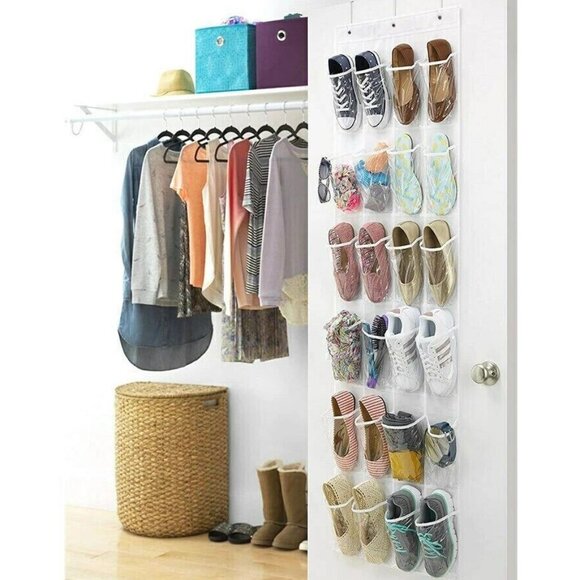 Over The Door Shoe Organizer Rack Hanging Storage Holder Hanger Bag Closet 24 - Picture 3 of 8